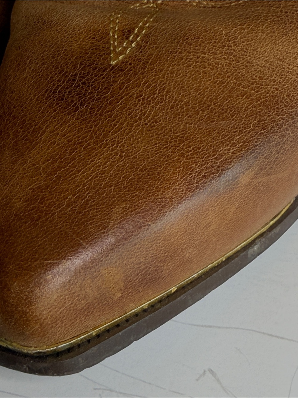 Oak Tree Farm Women's Tan Leather Western Cowboy Boots Size 8 - Picture 4 of 8
